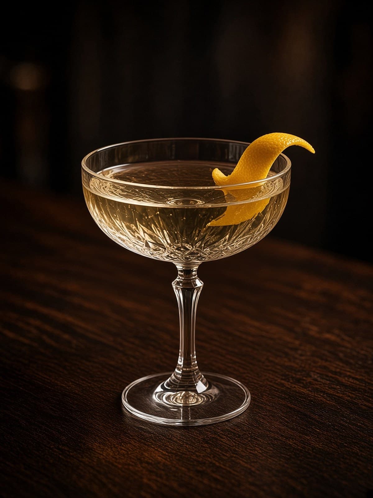 Japanese Cocktail cocktail in coupe with lemon wheel