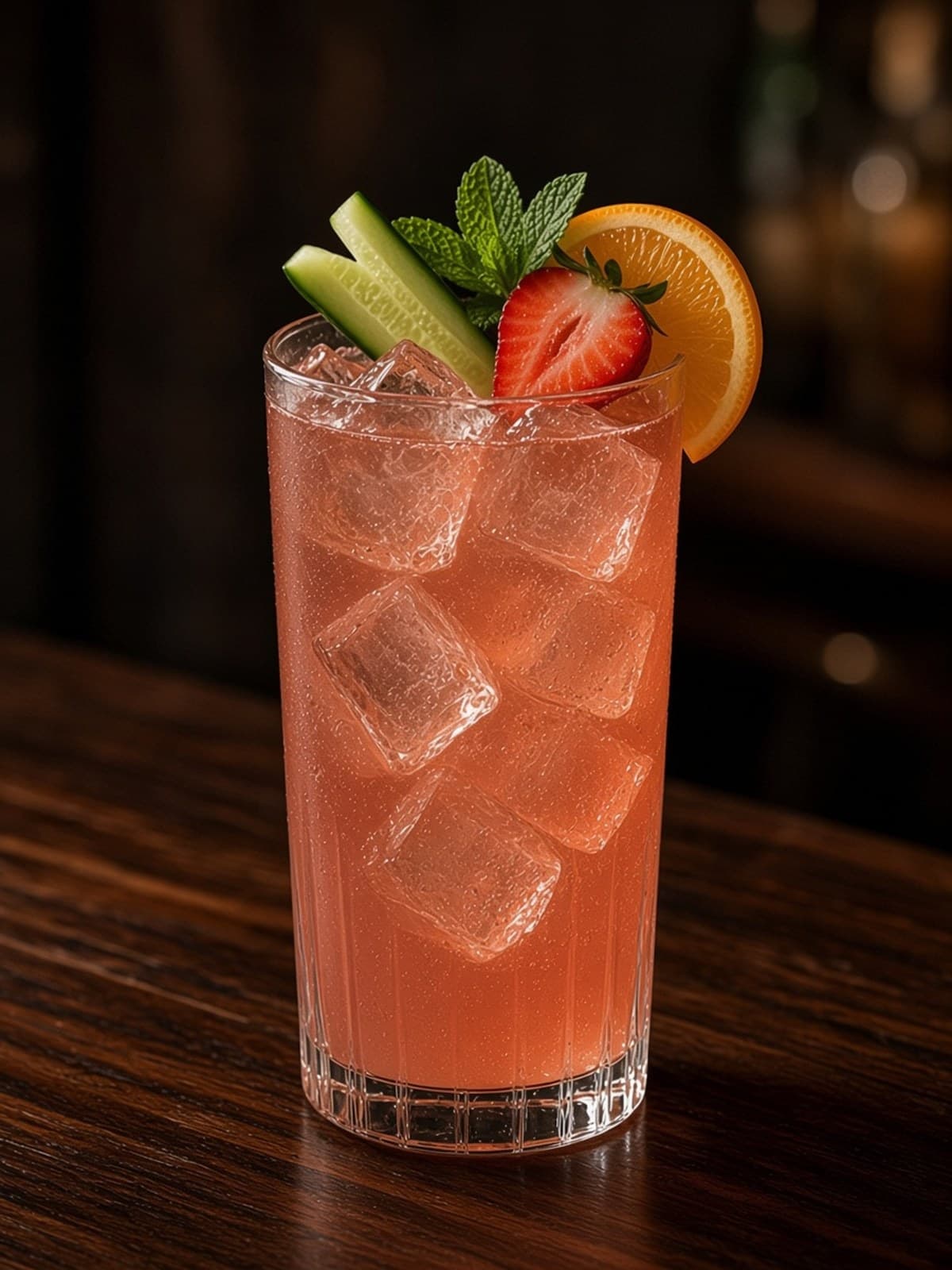 Pimm's Cup cocktail in highball with lemon wheel