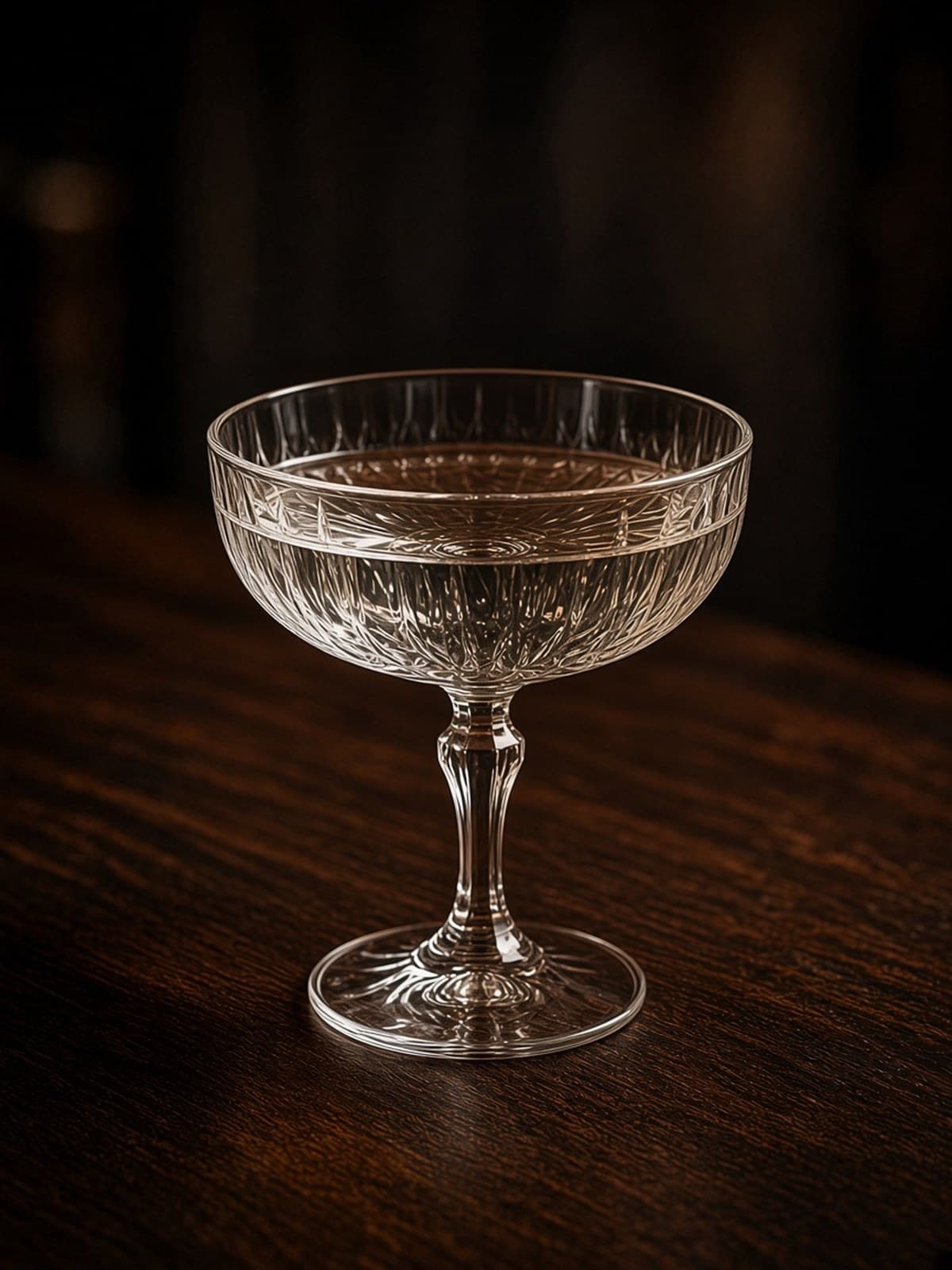 Stinger cocktail in coupe with herb sprig