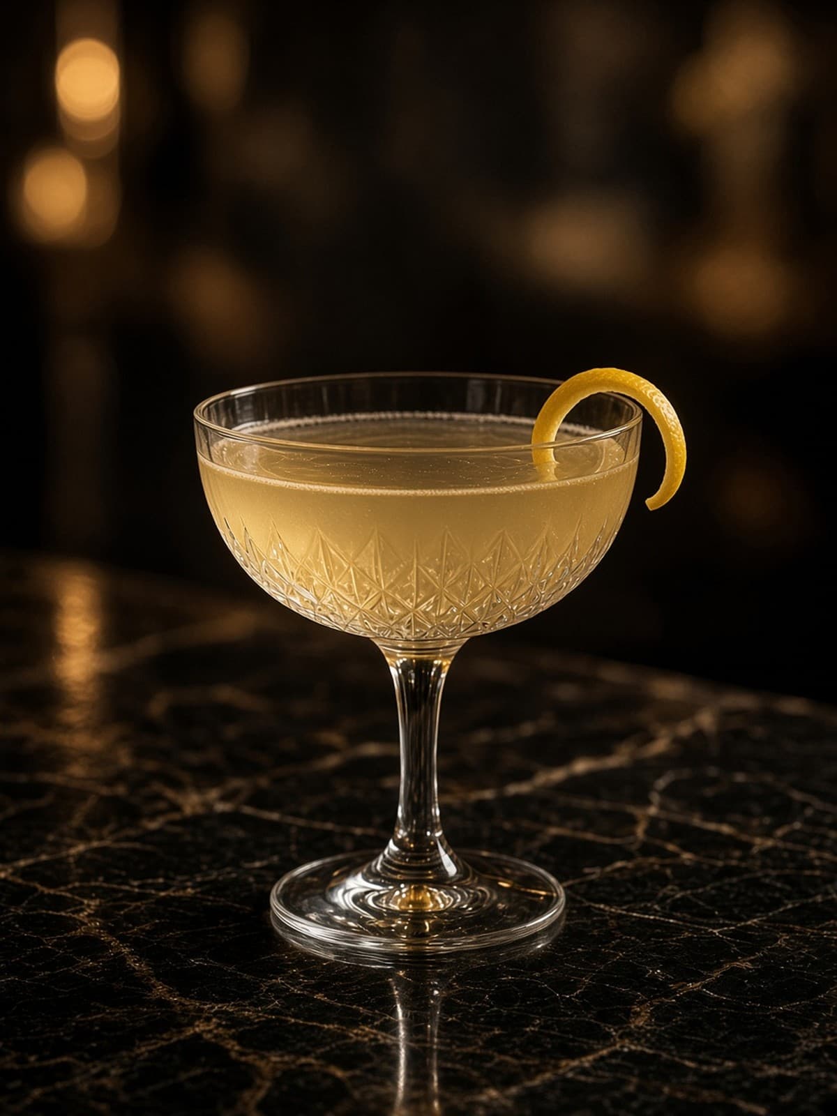 Army & Navy cocktail in coupe with lemon wheel