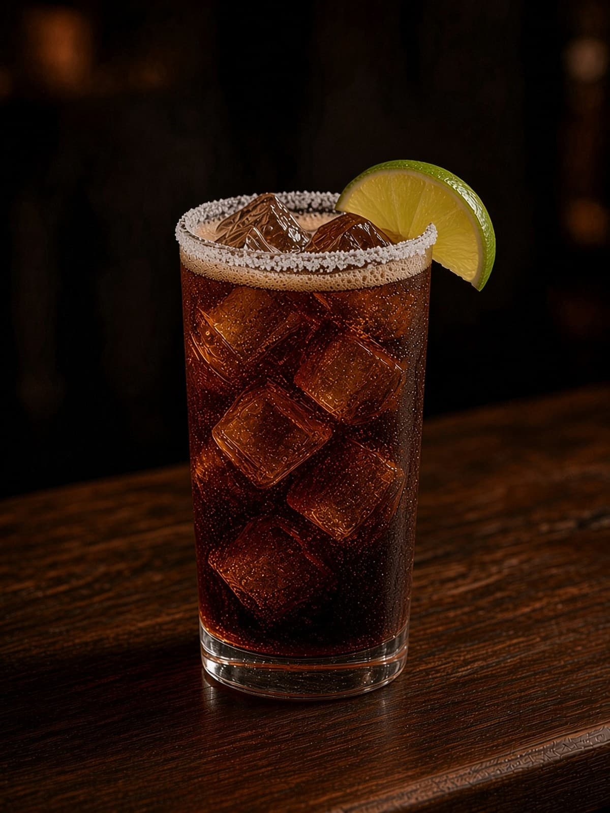 Batanga cocktail in highball with lime wheel