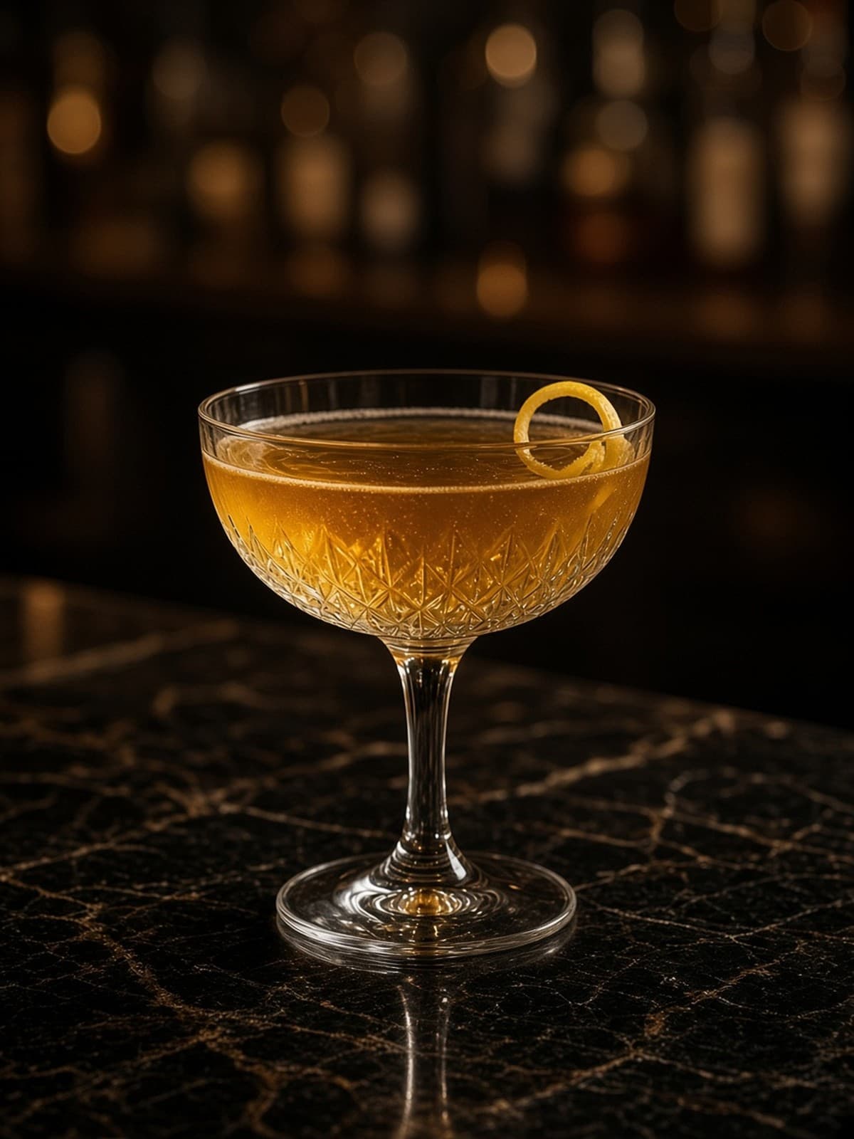 Bobby Burns cocktail in coupe with herb sprig