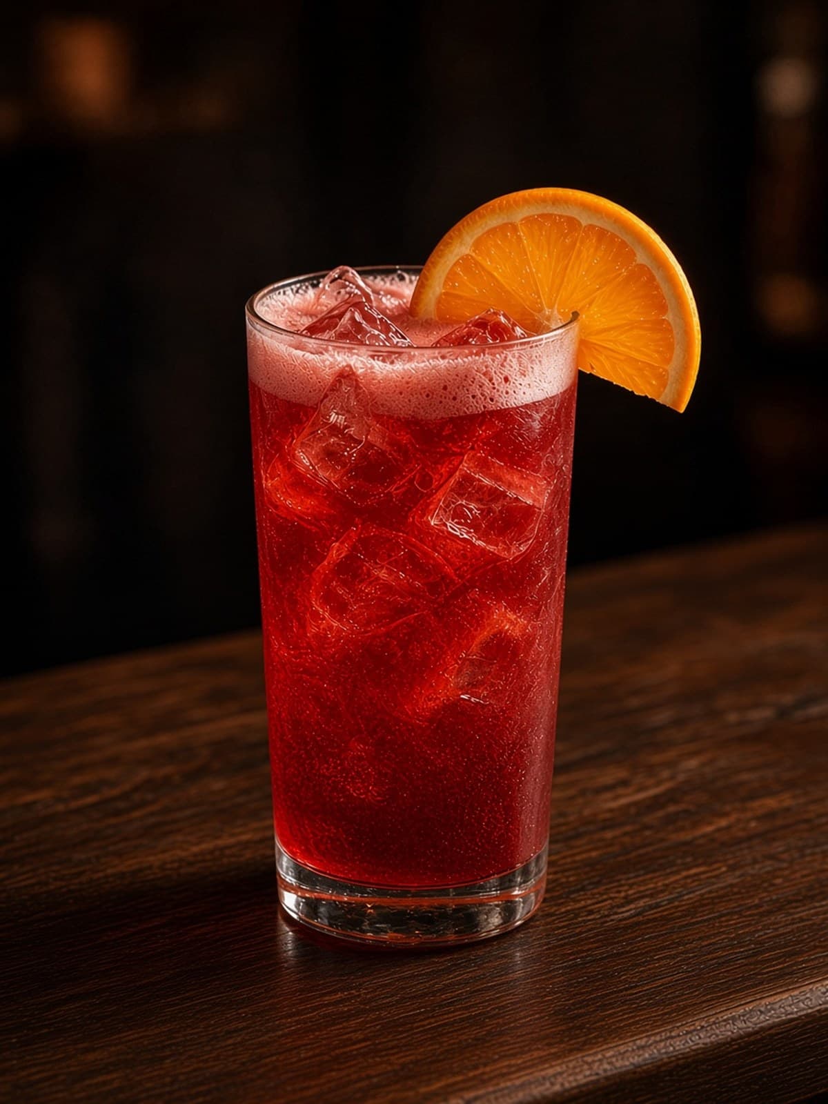 Campari Soda cocktail in highball with citrus twist