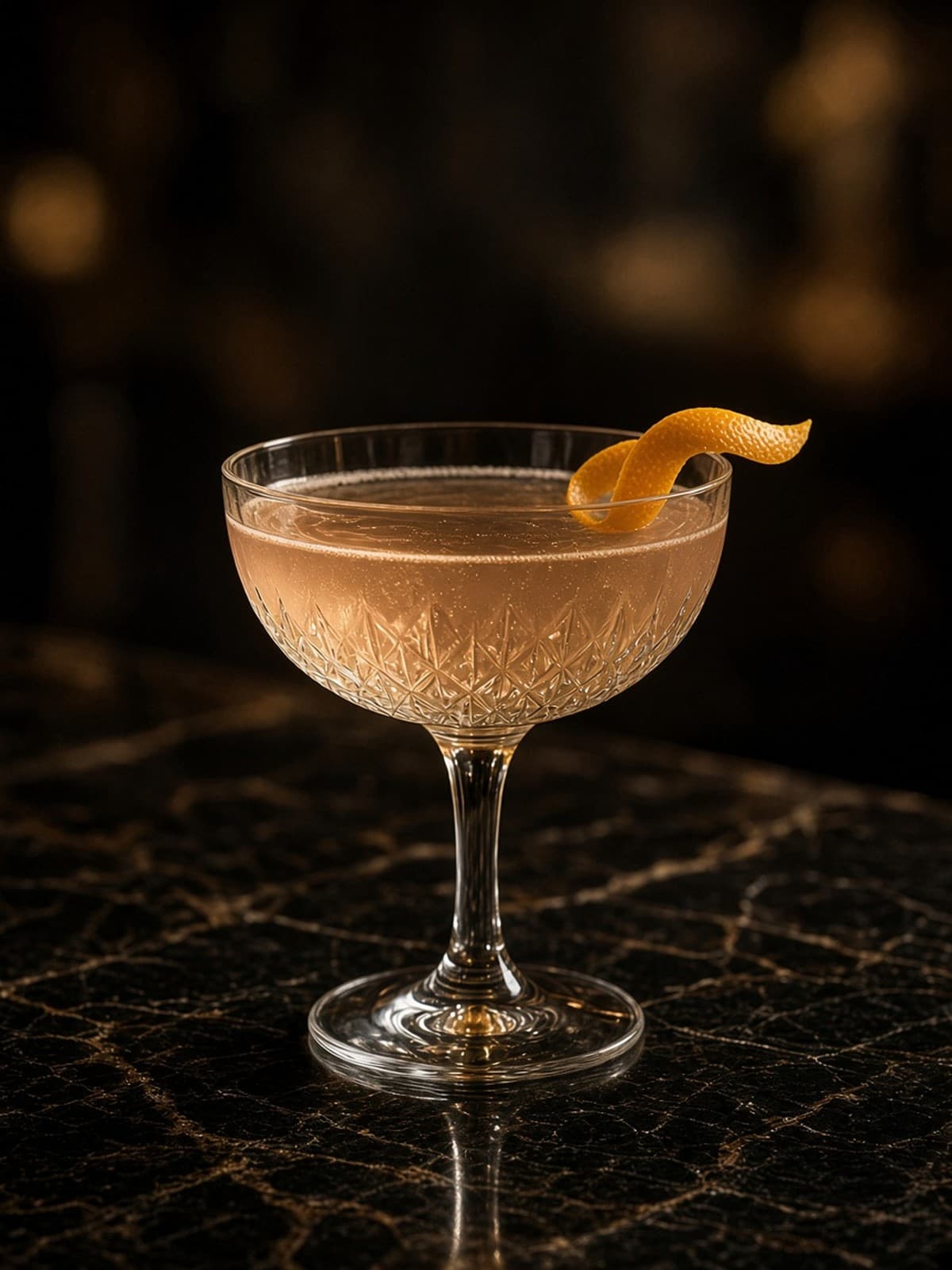 El Presidente cocktail in coupe with orange twist