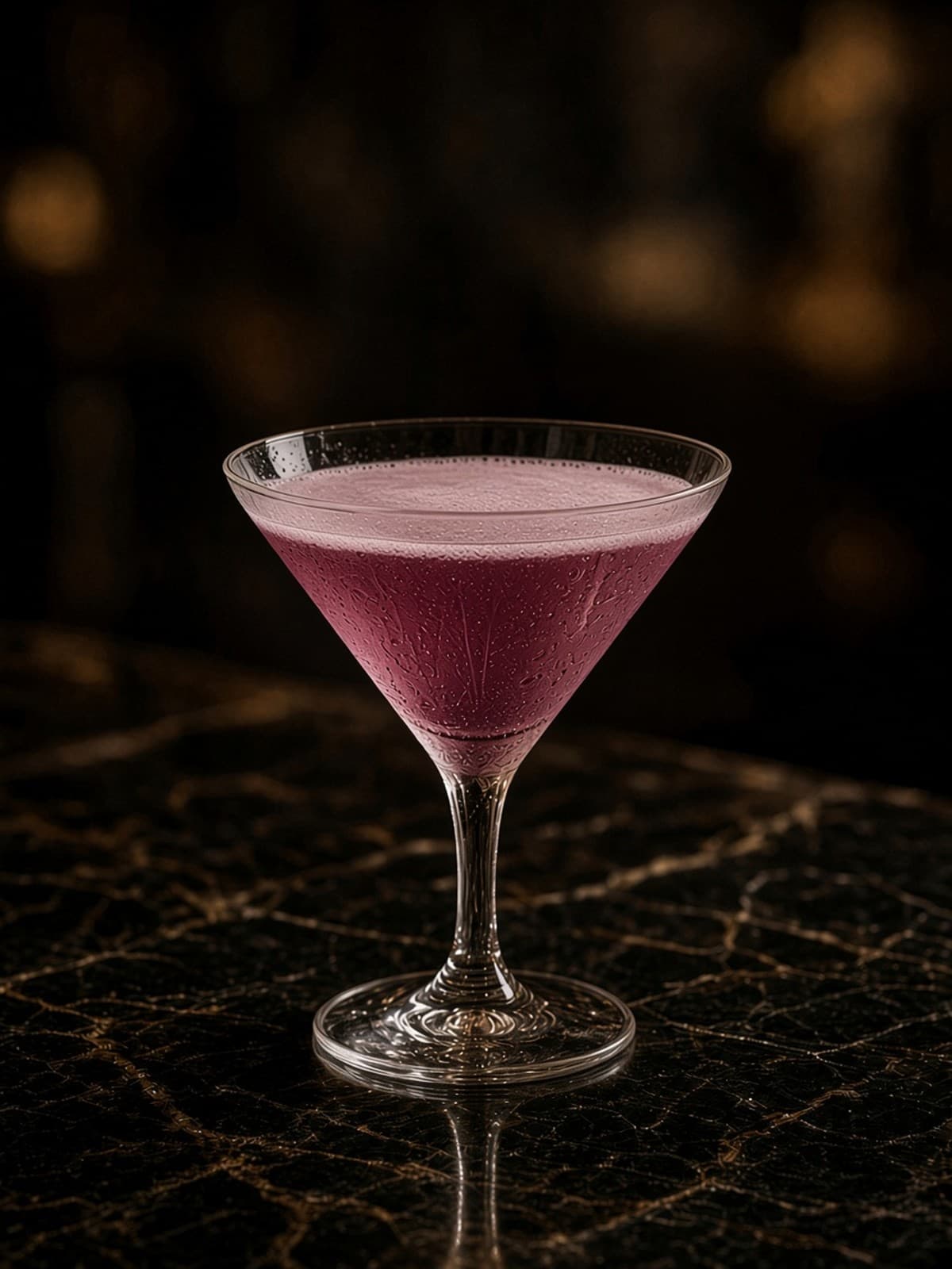 French Martini cocktail in cocktail with olive