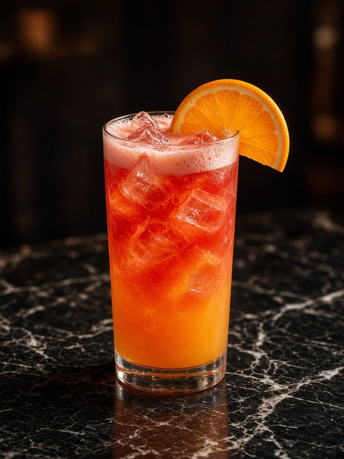 Garibaldi cocktail in highball with orange twist