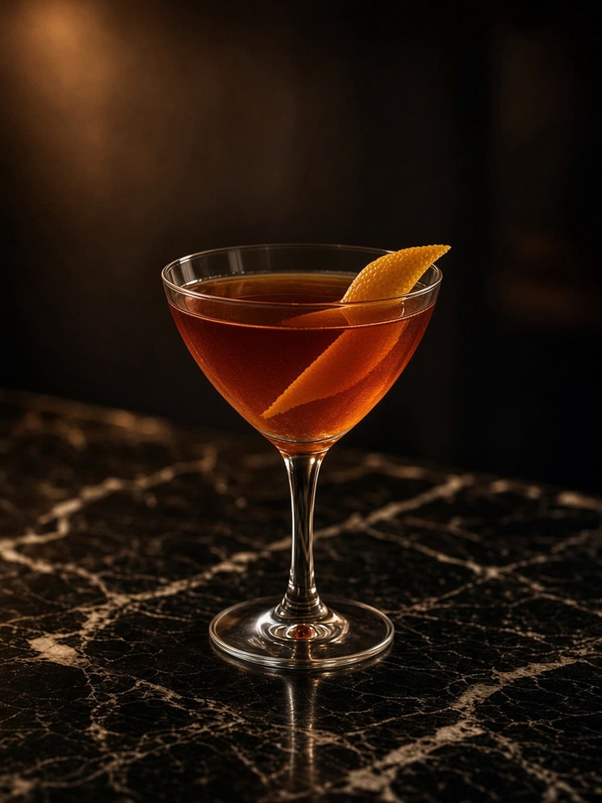 Hanky Panky cocktail in coupe with herb sprig