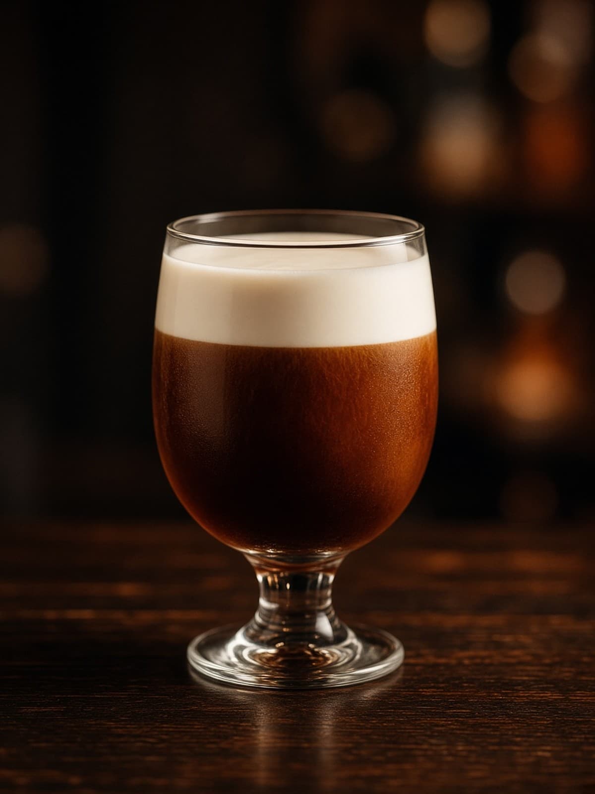 Irish Coffee cocktail in irish coffee with orange peel