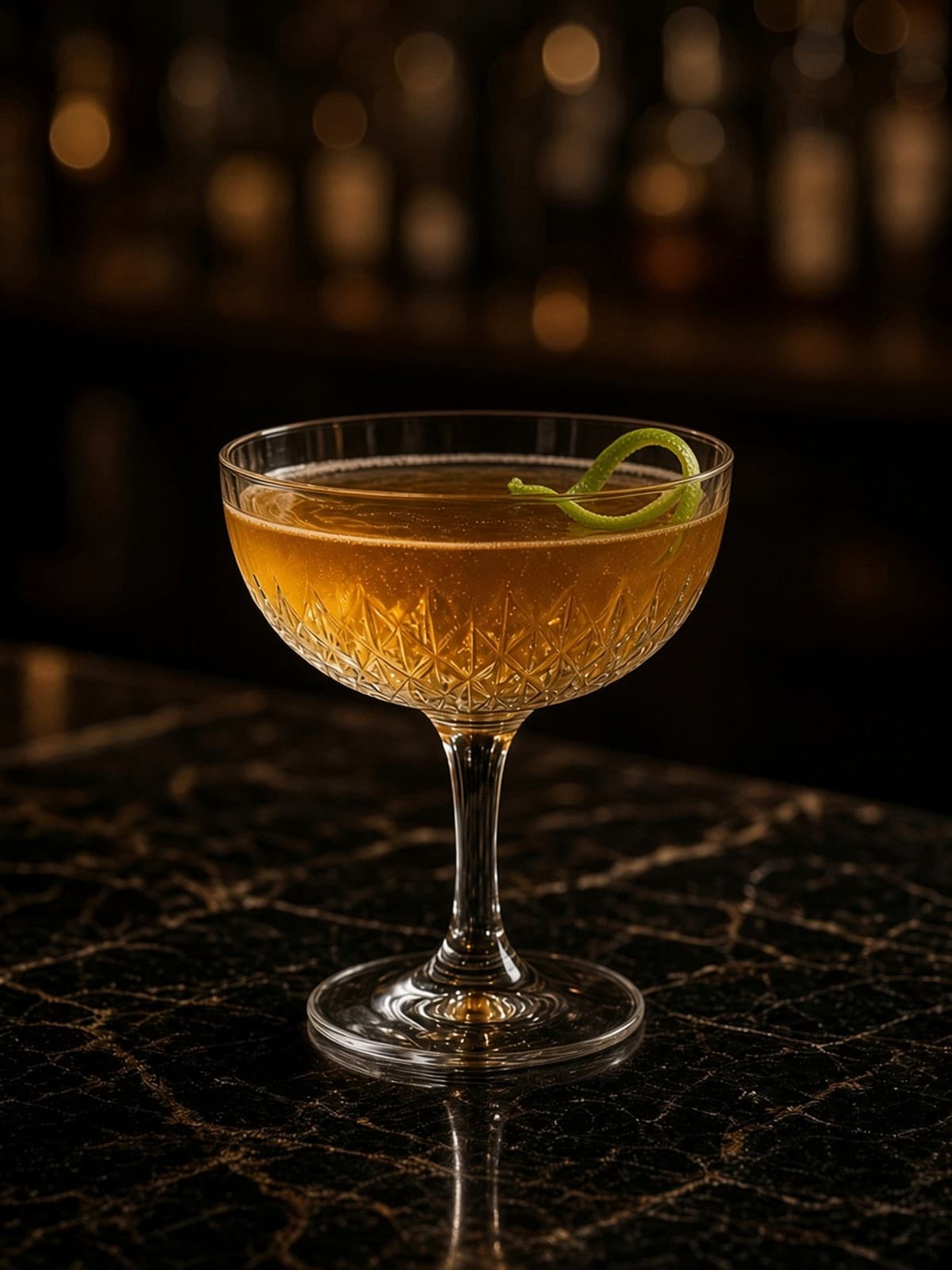 Lion's Tail cocktail in coupe with lime wheel
