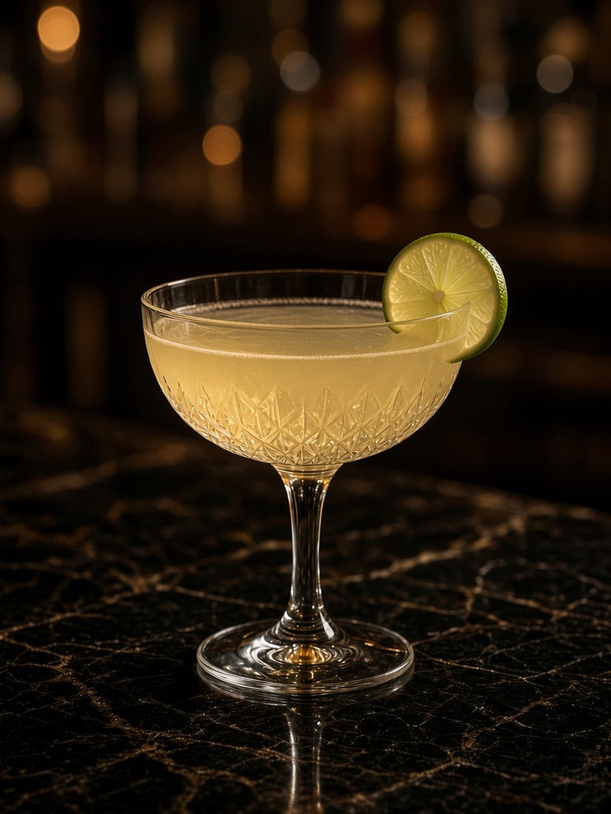 Pegu Club cocktail in coupe with orange twist