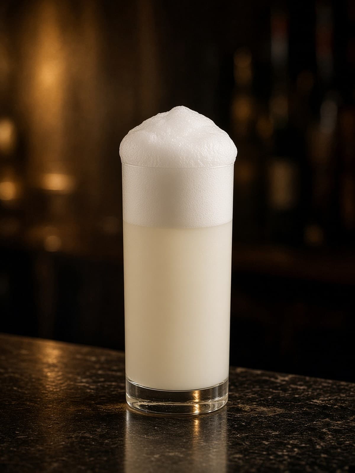 Ramos Gin Fizz cocktail in collins with orange twist