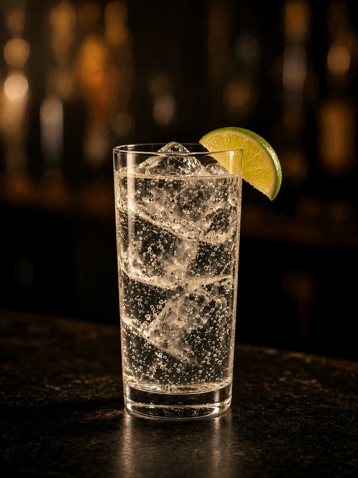 Ranch Water cocktail in highball with lime wheel