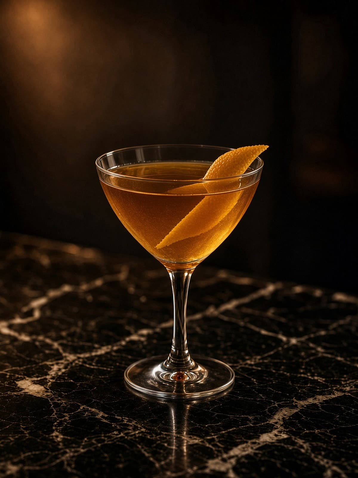 Tipperary cocktail in coupe with herb sprig