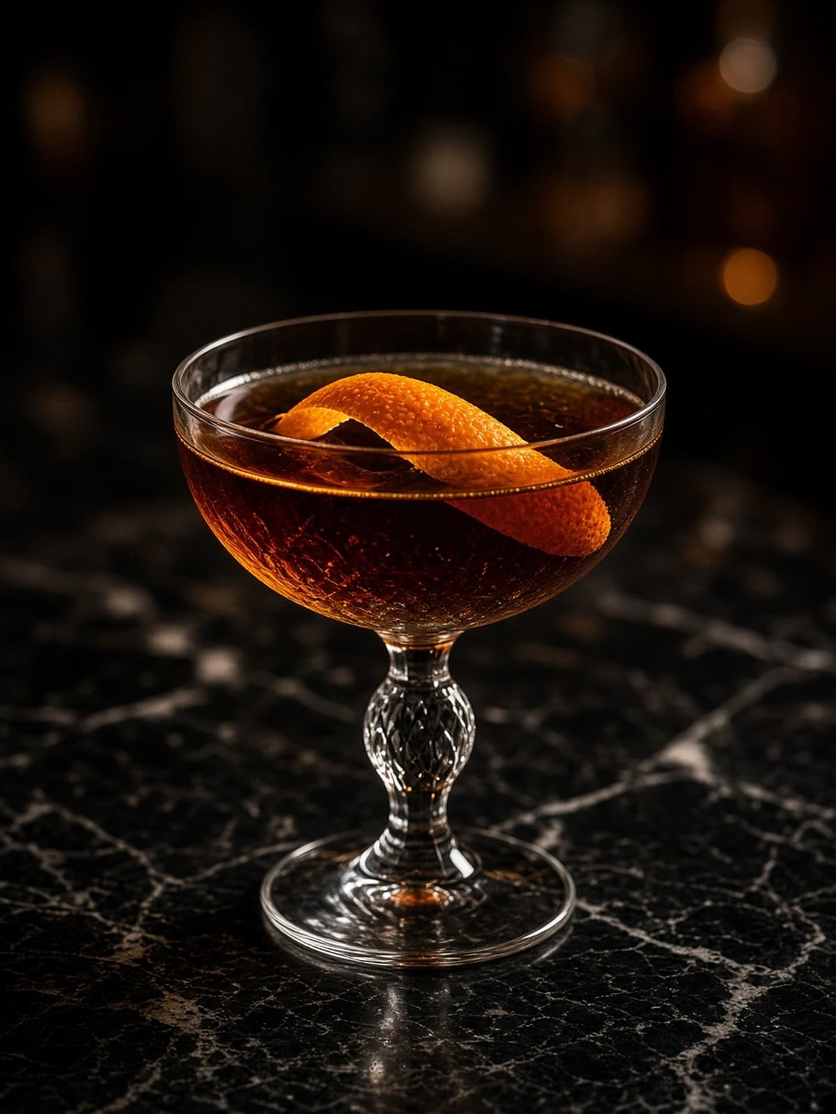 Toronto cocktail in coupe with herb sprig