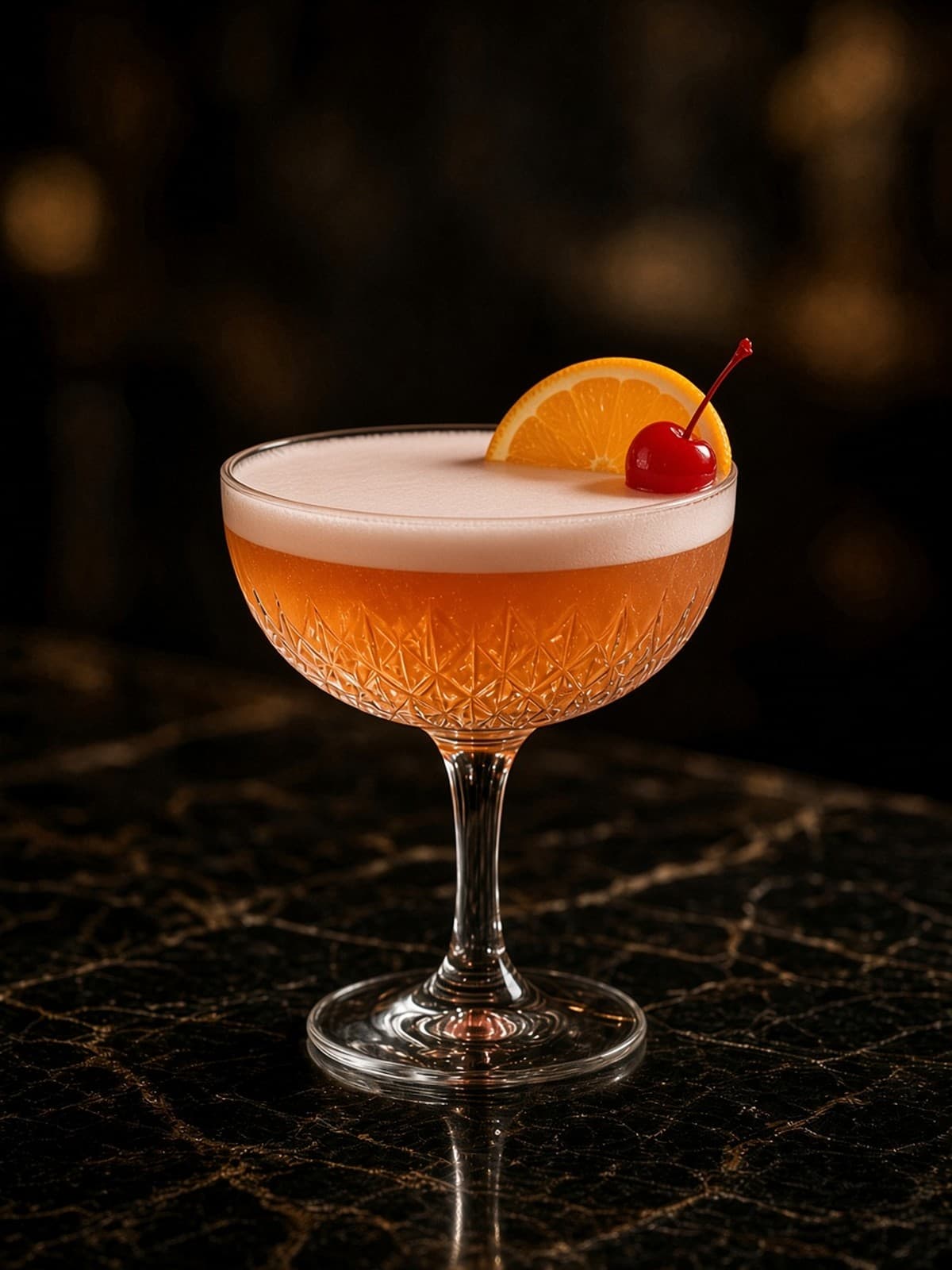 Ward Eight cocktail in coupe with orange twist