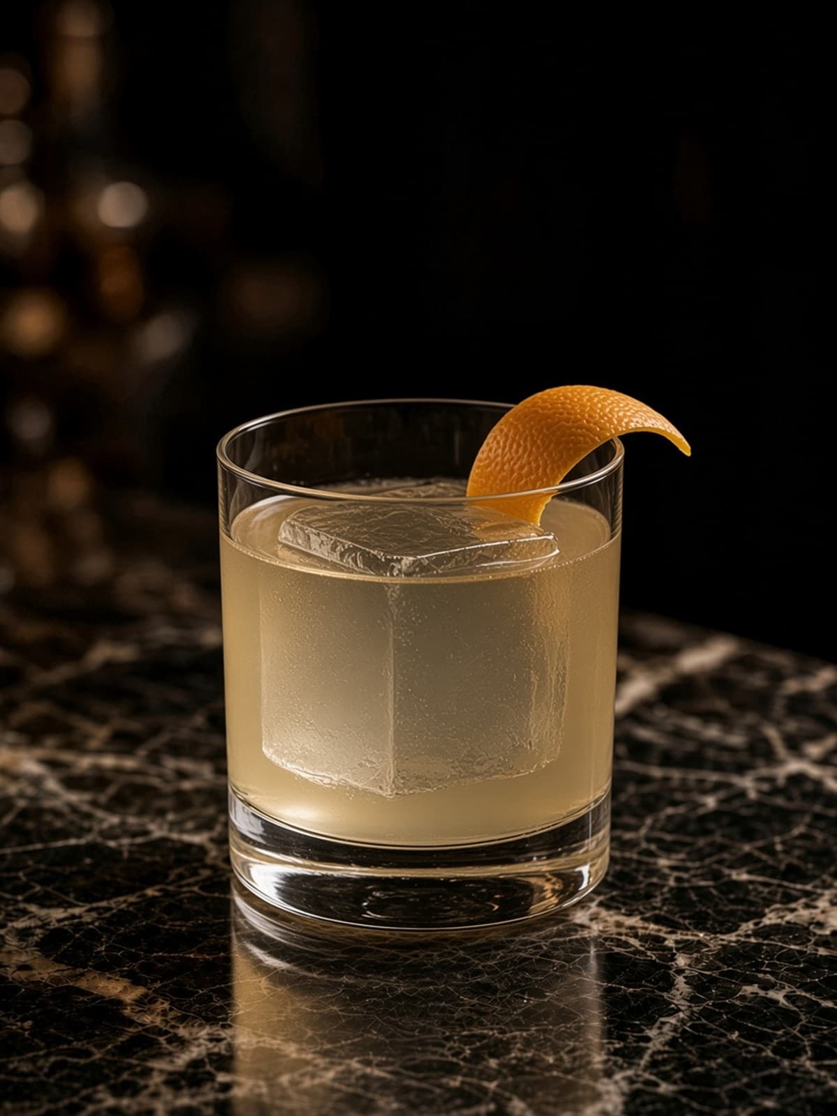 White Negroni cocktail in rocks with herb sprig